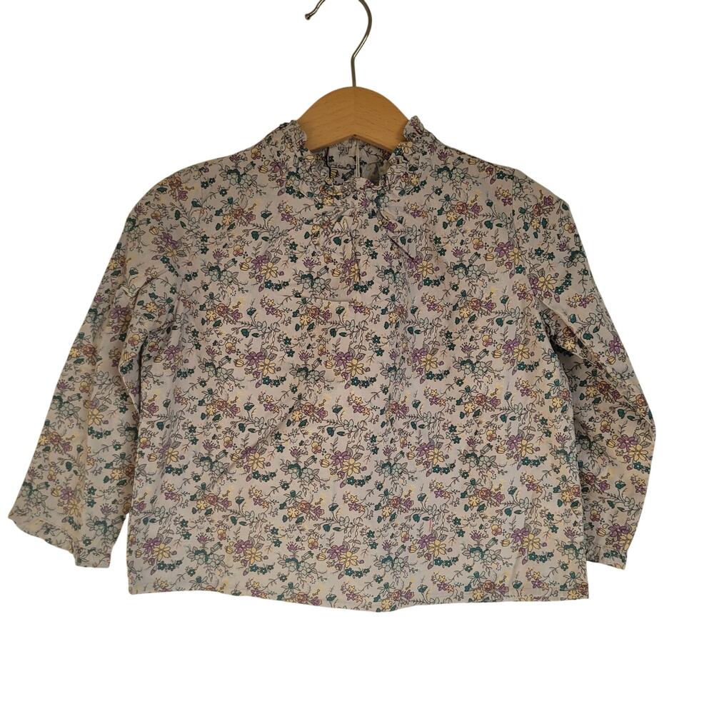 Claudine Gray High Neck Frill Blouse